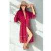 kimono bohéme en coton rouge et or