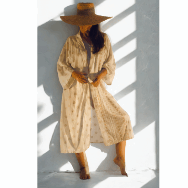 kimono bohème en coton blanc