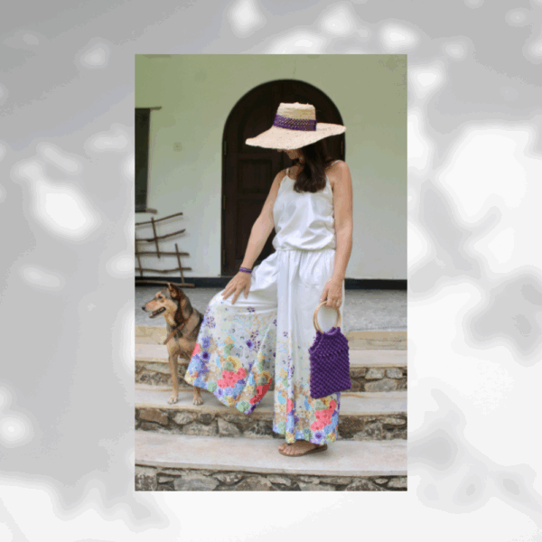 sac à main macramé violet