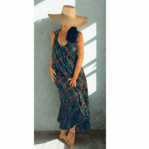 Robe bohème en coton imprimé multicolore
