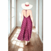 ROBE LONGUE DOS NU -BORDEAU IMPRIME DORE STYLE INDIEN