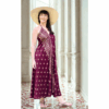 ROBE LONGUE DOS NU -BORDEAU IMPRIME DORE STYLE INDIEN