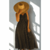 robe longue dos nu unie avec plumetis dorés
