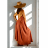 Robe longue dos nu d'été en crêpe de viscose