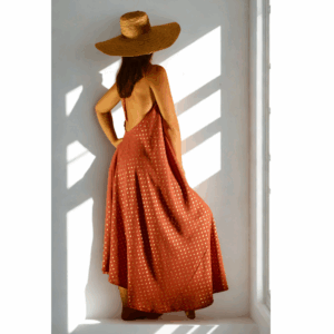 Robe longue dos nu d'été en crêpe de viscose
