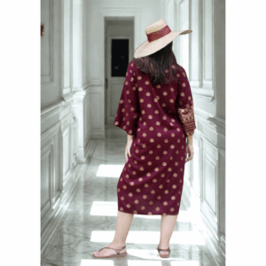Kimono bohème léger en coton bordeaux