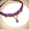 Collier macrame violet avec pendentif en améthyste