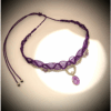 Collier macrame violet avec pendentif en améthyste