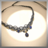 COLLIER RAS DE COU BOHEME : PENDENTIF LAPIS LAZULI SERTI ARGENT 925