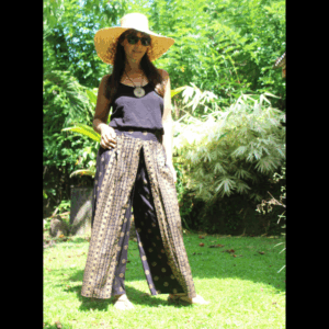 Pantalon large léger en coton imprimé