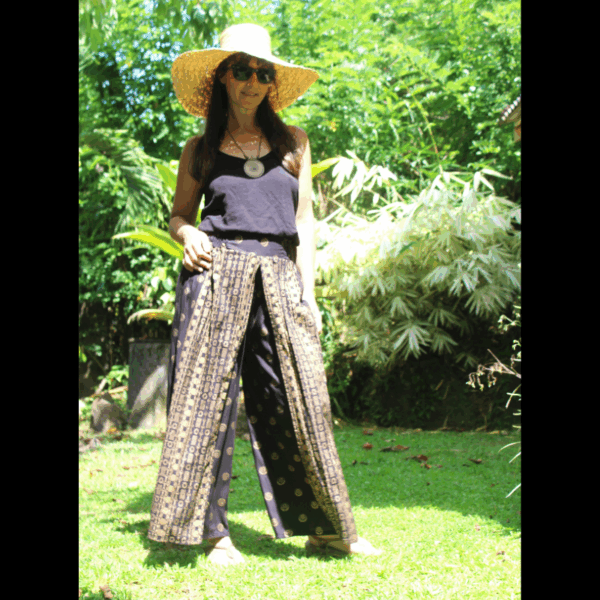 Pantalon large léger en coton imprimé