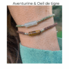 Duo de bracelets macramé et pierres fines. Aventurine & Œil de tigre. Chance, force et détermination