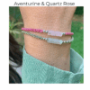 Duo de bracelets en macramé. Aventurine et Quartz rose. Chackra du coeur, amour, douceur et apaisement.