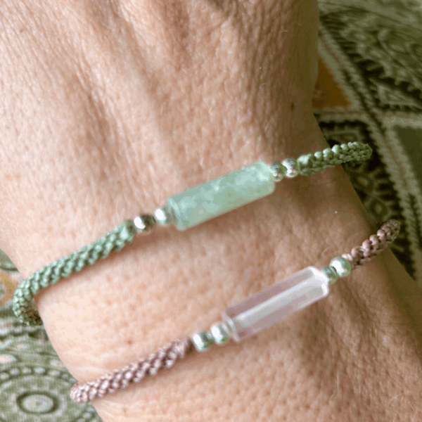 Bracelet femme macramé et Quartz Rose